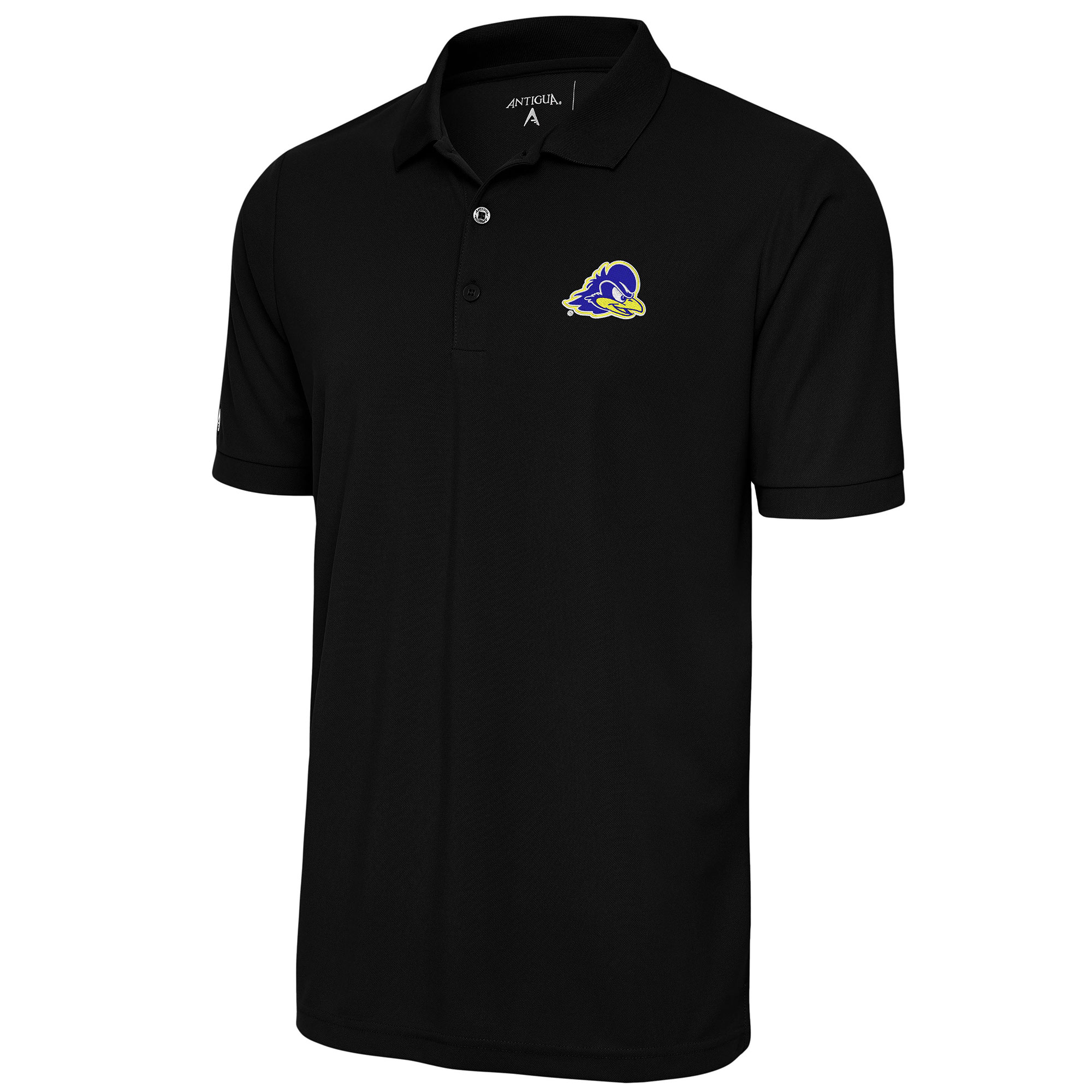 Men's Antigua Black Delaware Fightin' Blue Hens Legacy Pique Polo