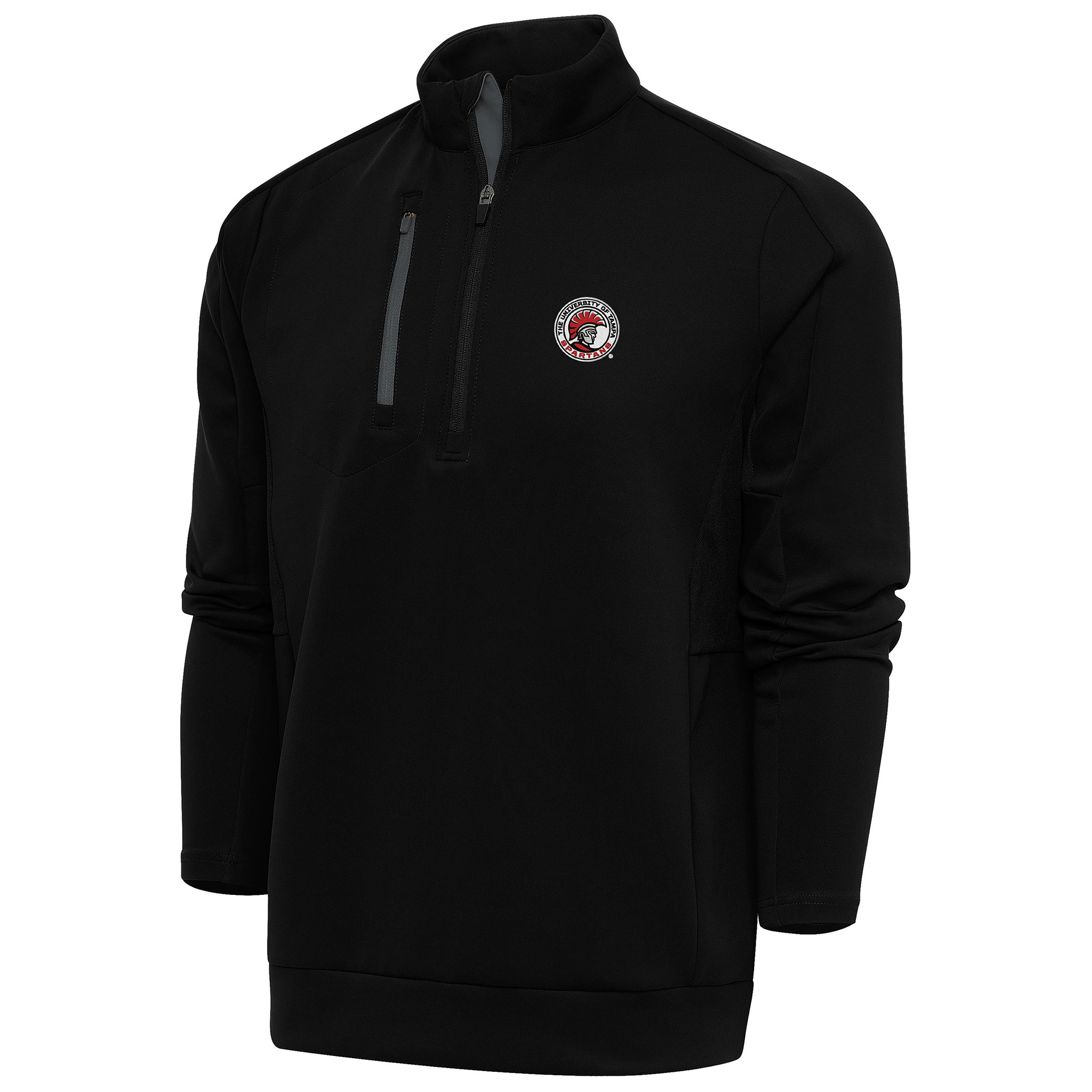 Men's Antigua Black/Pewter Tampa Spartans Generation Quarter-Zip Pullover Top