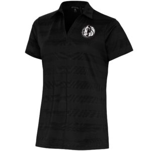 Women's Antigua  Black Dallas Mavericks Brushed Metallic Compass Polo