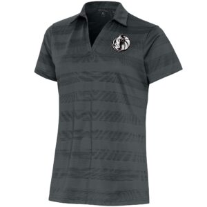 Women's Antigua  Charcoal Dallas Mavericks Brushed Metallic Compass Polo
