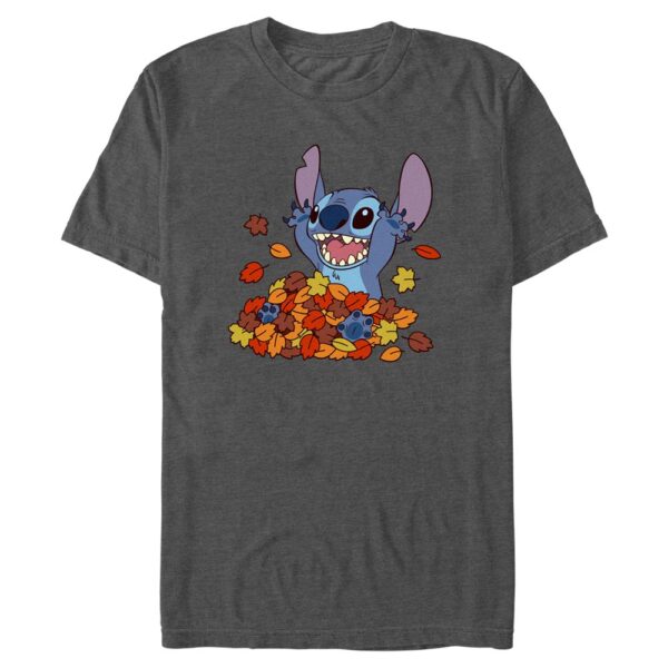 Men's Mad Engine Stitch Heather Charcoal Lilo and Stitch Leaves Graphic T-Shirt