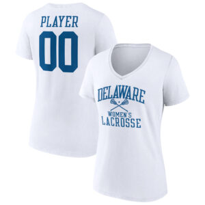 Women's  White Delaware Fightin' Blue Hens Women's Lacrosse Pick-A-Player NIL Gameday Tradition V-Neck T-Shirt