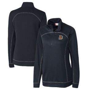 Women's Cutter & Buck Navy Durham Bulls Clique Helsa Performance Half-Zip Sweatshirt