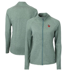 Women's Cutter & Buck Heather Green Fort Wayne TinCaps Adapt Eco Knit Heather Recycled Full-Zip Jacket