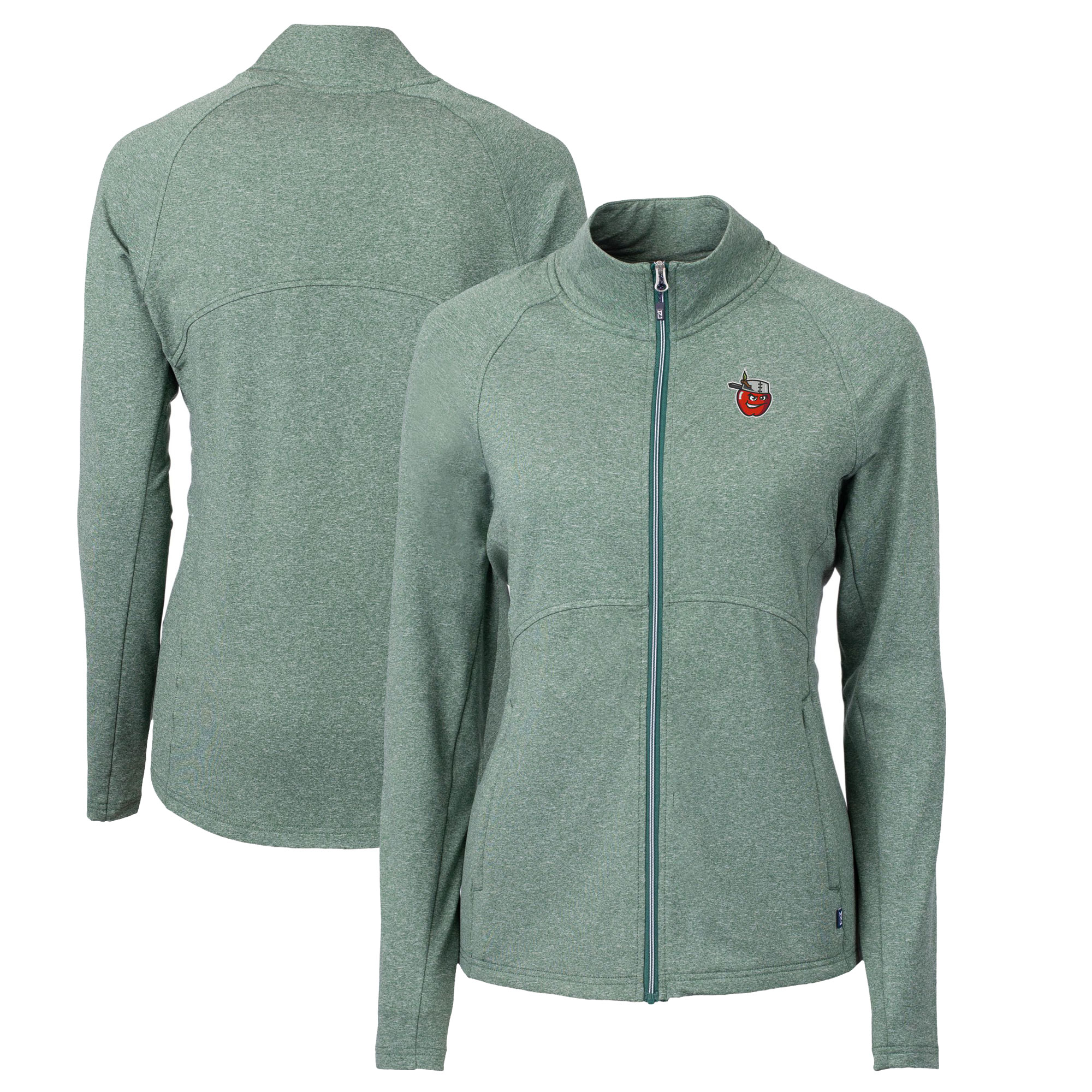Women's Cutter & Buck Heather Green Fort Wayne TinCaps Adapt Eco Knit Heather Recycled Full-Zip Jacket
