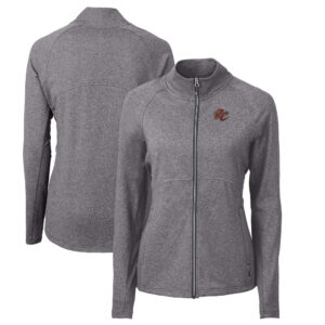 Women's Cutter & Buck Heather Black Sacramento River Cats Adapt Eco Knit Heather Recycled Full-Zip Jacket