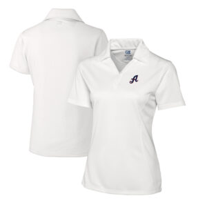 Women's Cutter & Buck  White Reno Aces CB DryTec Genre Textured Solid Polo