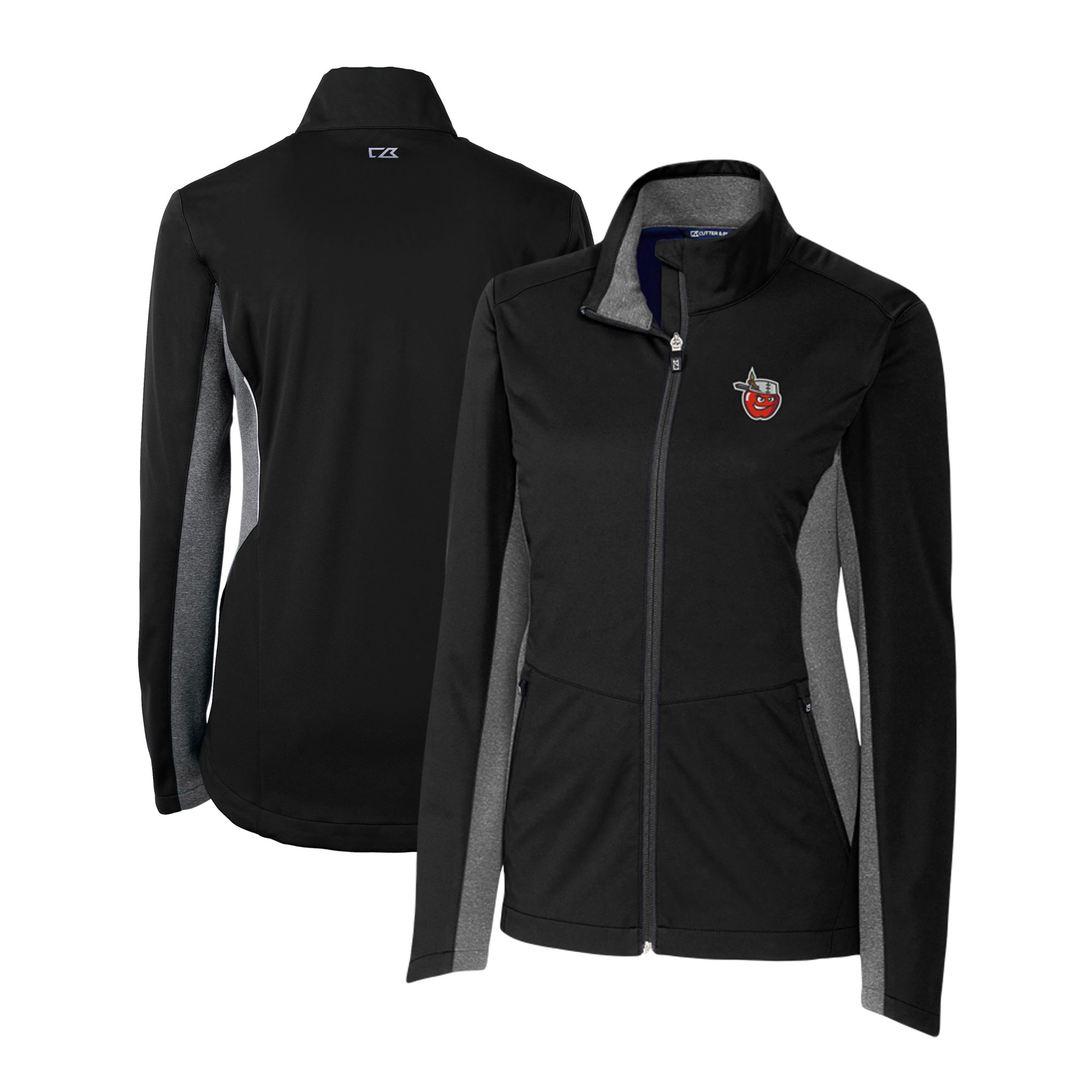 Women's Cutter & Buck Black Fort Wayne TinCaps Navigate Softshell Full-Zip Jacket
