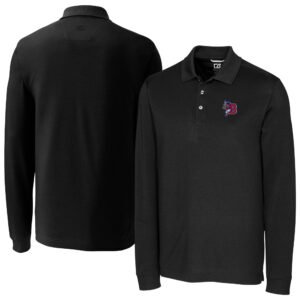 Men's Cutter & Buck Black Buffalo Bisons DryTec Advantage Tri-Blend Pique Long Sleeve Polo