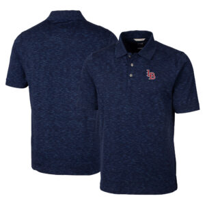 Men's Cutter & Buck  Navy Louisville Bats Advantage Tri-Blend Space Dye Polo