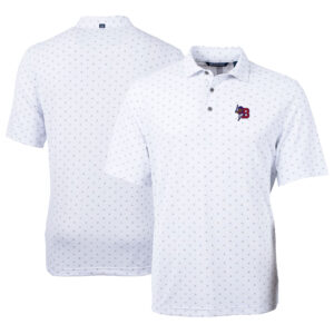 Men's Cutter & Buck White Buffalo Bisons Virtue Eco Pique Tile Print Recycled Polo