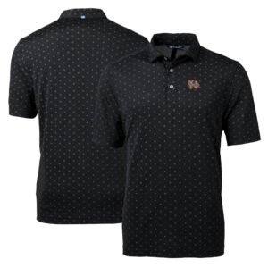 Men's Cutter & Buck Black Norfolk Tides Virtue Eco Pique Tile Print Recycled Polo