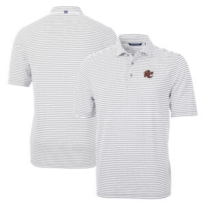 Men's Cutter & Buck Gray Sacramento River Cats Big & Tall Virtue Eco Pique Stripe Recycled DryTec Polo