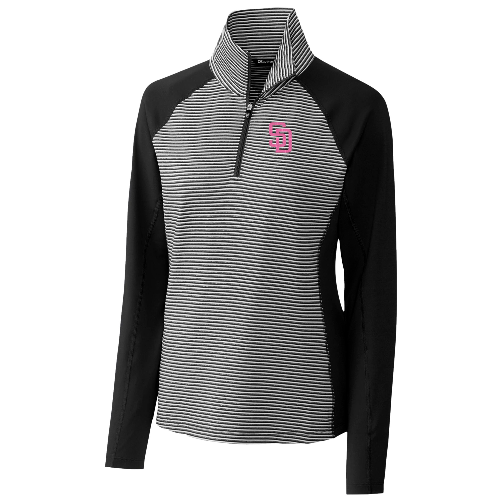 Women's Cutter & Buck Black San Diego Padres City Connect Forge Tonal Stripe Stretch Half-Zip Pullover Top - Image 11