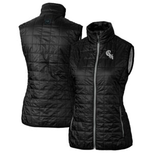 Women's Cutter & Buck  Black Chicago White Sox City Connect Rainier PrimaLoft Eco Insulated Full-Zip Puffer Vest