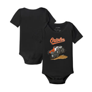 Infant Tiny Turnip Black Baltimore Orioles Monster Truck Bodysuit