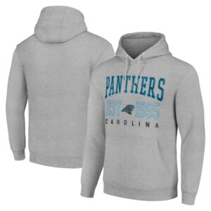Unisex Starter Heather Gray Carolina Panthers Throwback Logo Pullover Hoodie