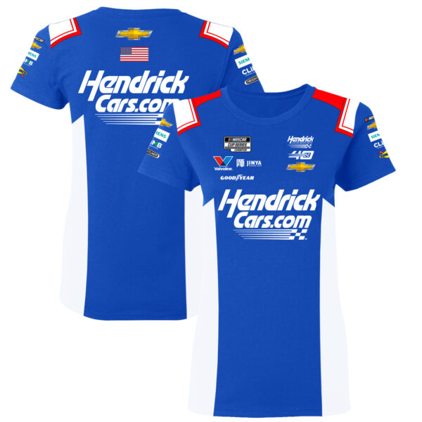 Women's Hendrick Motorsports Team Collection  Blue Kyle Larson HendrickCars.com Uniform T-Shirt - Image 5