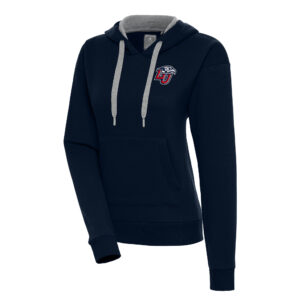 Women's Antigua Navy Liberty Flames Victory Pullover Hoodie
