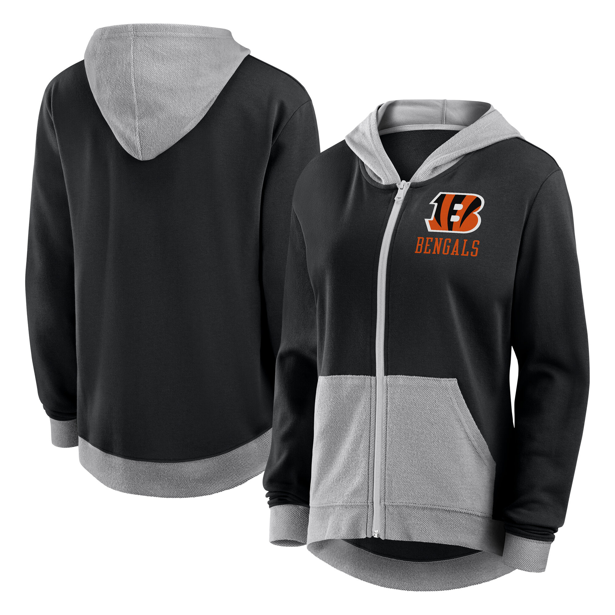Women's Black Cincinnati Bengals Hit It French Terry Full-Zip Hoodie