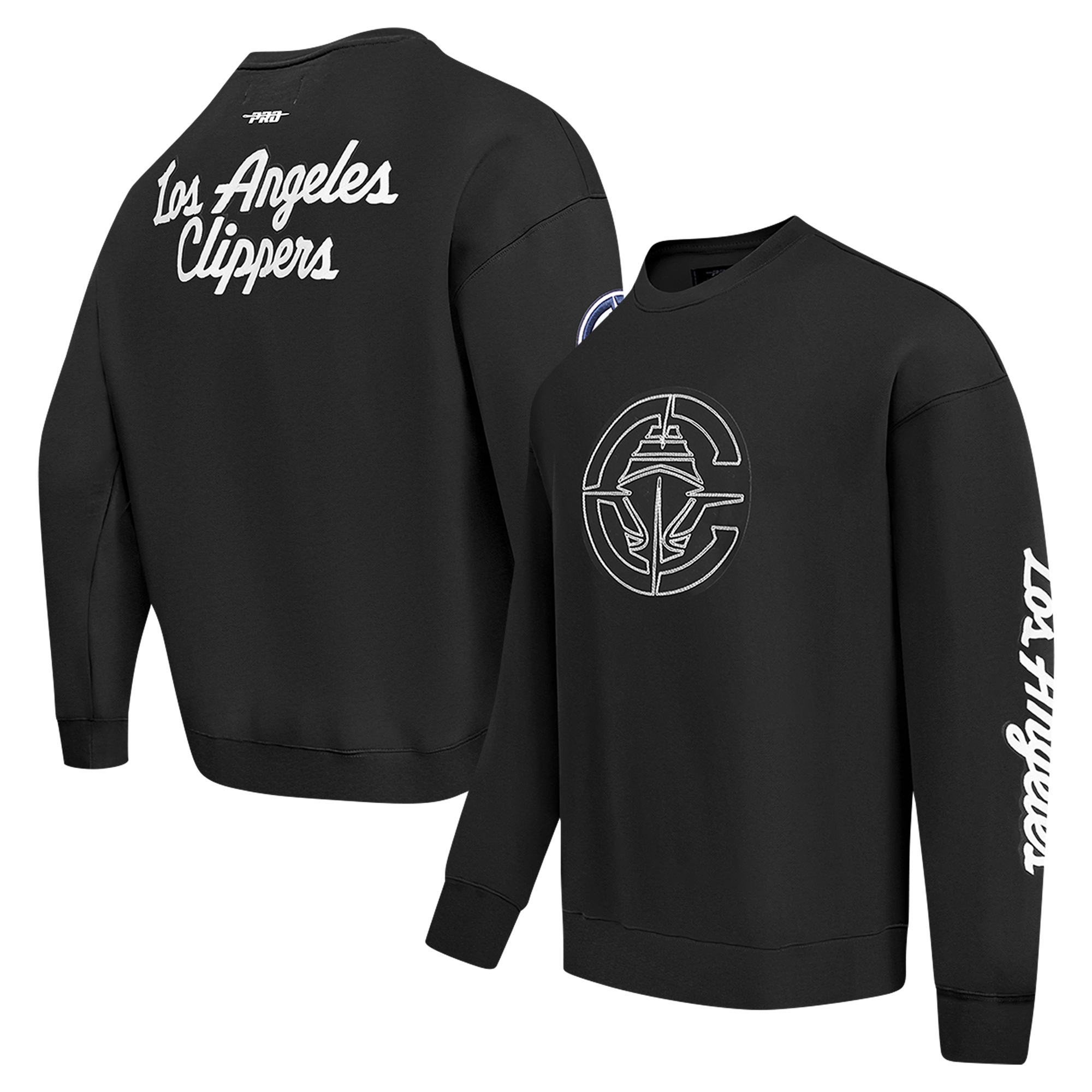 Men's Pro Standard Black LA Clippers Paint the City Drop Shoulder Sweatshirt - Image 2