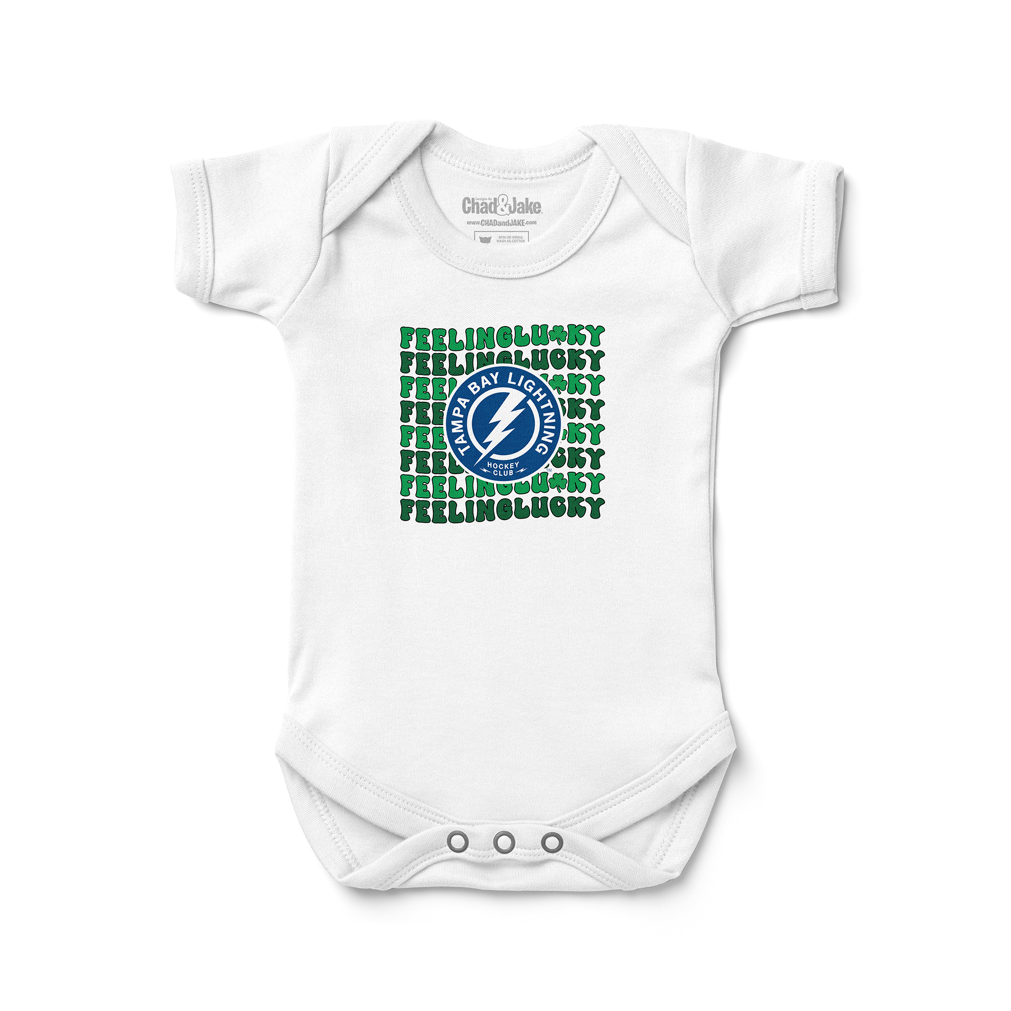 Infant Chad & Jake White Tampa Bay Lightning Feeling Lucky Bodysuit