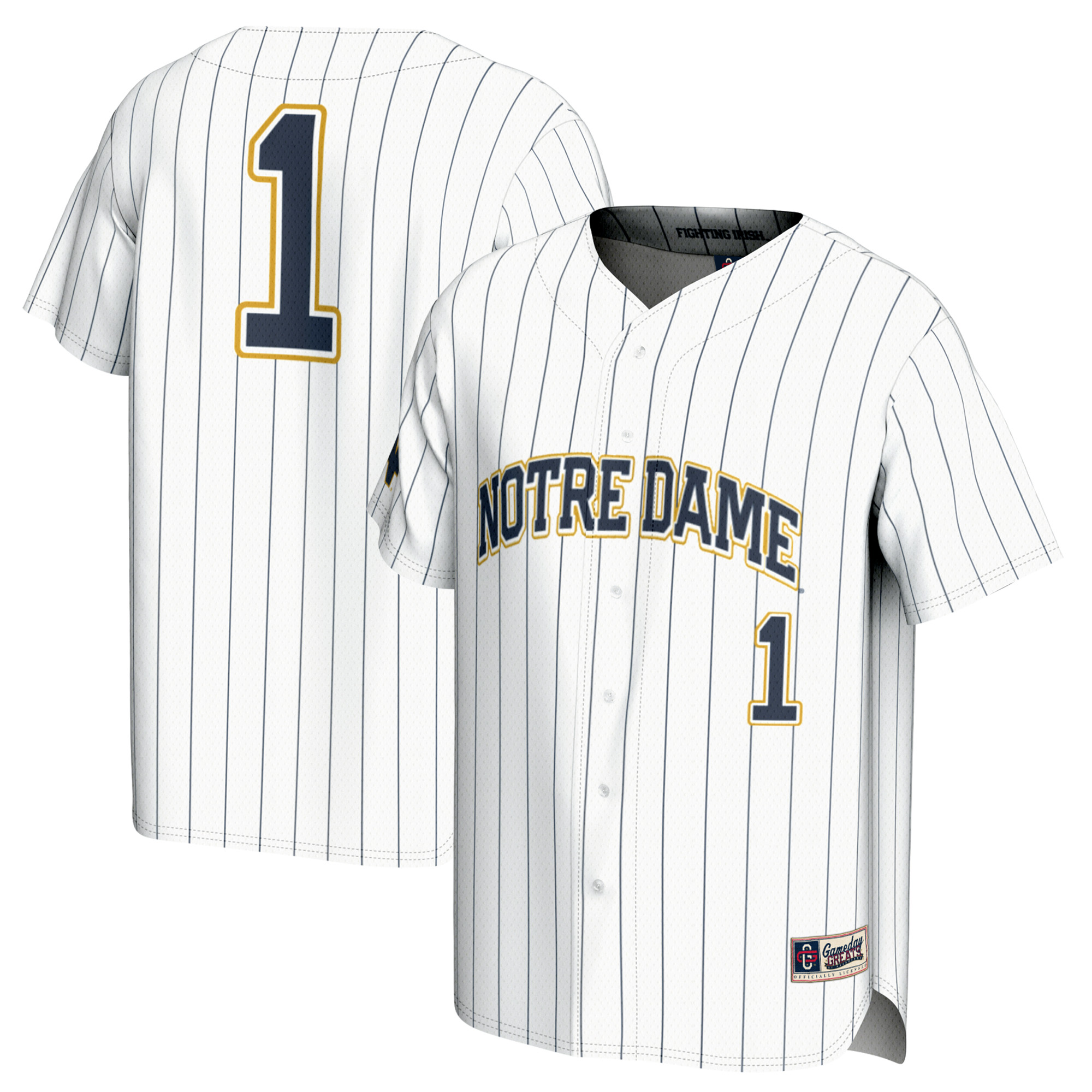 Youth GameDay Greats #1 White Notre Dame Fighting Irish Lightweight Baseball Jersey - Image 5