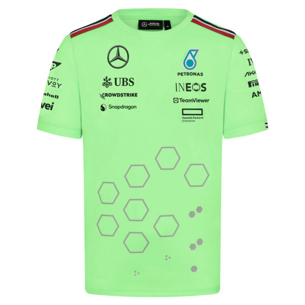 Men's Green Mercedes-AMG Petronas F1 Team 2024 Team Replica Set Up T-Shirt - Image 3