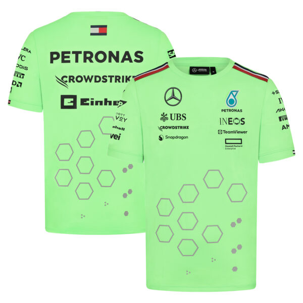 Men's Green Mercedes-AMG Petronas F1 Team 2024 Team Replica Set Up T-Shirt