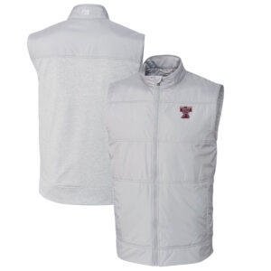 Men's Cutter & Buck Gray Texas A&M Aggies Big & Tall Stealth Hybrid Quilted Full-Zip DryTec Windbreaker Vest
