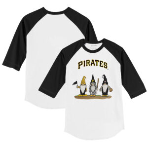 Youth Tiny Turnip  White/Black Pittsburgh Pirates Gnomes 3/4-Sleeve Raglan T-Shirt