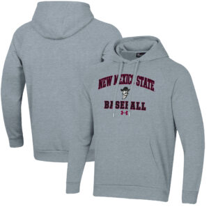 Men's Under Armour  Gray New Mexico State Aggies All Day Arch Fleece Baseball Raglan Pullover Hoodie