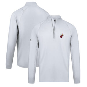 Men's Levelwear White Miami Heat Theory Insignia Core Quarter-Zip Pullover Top