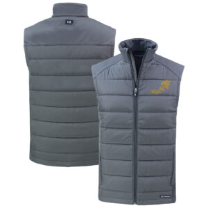 Men's Cutter & Buck Gray NDSU Bison Vintage Evoke Hybrid Eco  Full-Zip Vest
