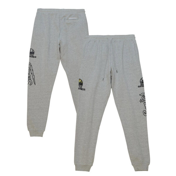 Men's Mitchell & Ness  Heather Gray Seattle SuperSonics Ghost Green Camo Sweatpants - Image 6