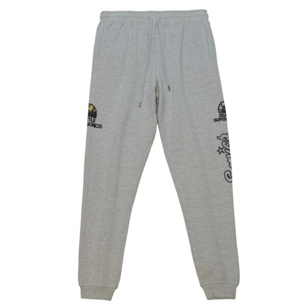 Men's Mitchell & Ness  Heather Gray Seattle SuperSonics Ghost Green Camo Sweatpants - Image 7