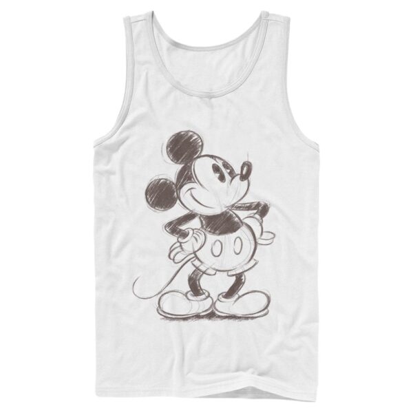 Men's Mad Engine Mickey Mouse White Mickey & Friends Sketch Graphic Tank Top