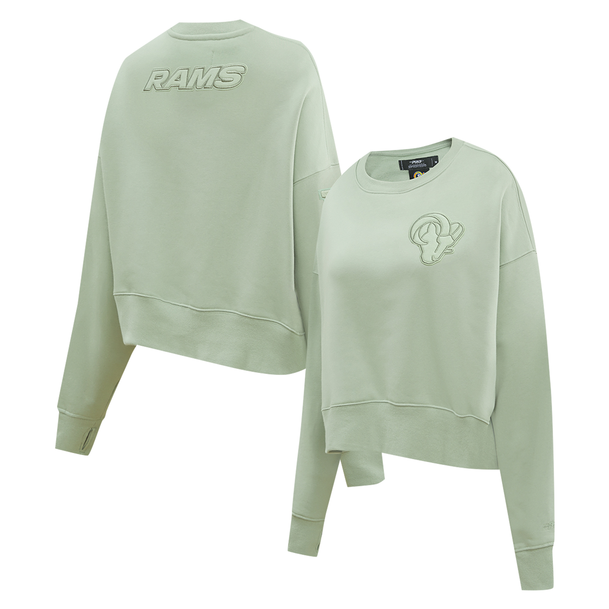 Women's Pro Standard Light Green Los Angeles Rams Neutral Pullover Sweatshirt