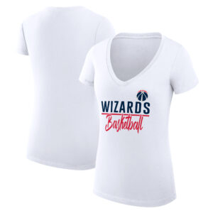 Women's G-III 4Her by Carl Banks White Washington Wizards Team Sport Fitted V-Neck T-Shirt