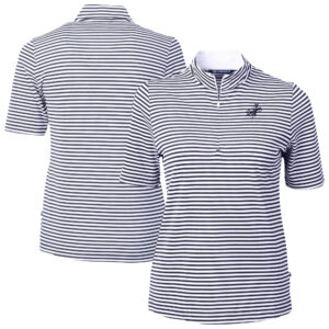 Women's Cutter & Buck Navy Los Angeles Dodgers Virtue Eco Pique Stripe Recycled Polo