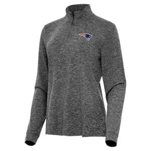 Women's Antigua  Heather Black New England Patriots Mentor Quarter-Zip Jacket
