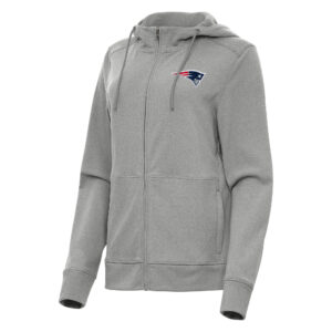 Women's Antigua   Heather Gray New England Patriots Seeker Full-Zip Hoodie Jacket
