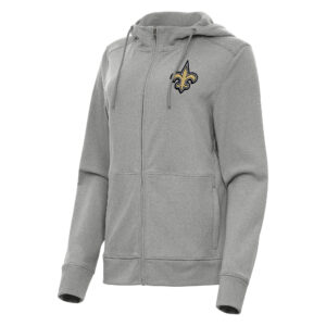 Women's Antigua   Heather Gray New Orleans Saints Seeker Full-Zip Hoodie Jacket