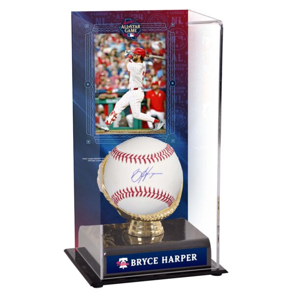 Bryce Harper Philadelphia Phillies Autographed 2024 MLB All-Star Game Baseball and 2024 MLB All-Star Sublimated Baseball Display Case with Image