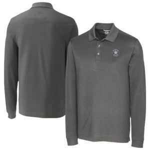Men's Cutter & Buck Gray Houston Astros DryTec Advantage Tri-Blend Pique Long Sleeve Polo