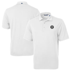 Men's Cutter & Buck White Houston Astros Big & Tall Virtue Eco Pique Recycled Polo