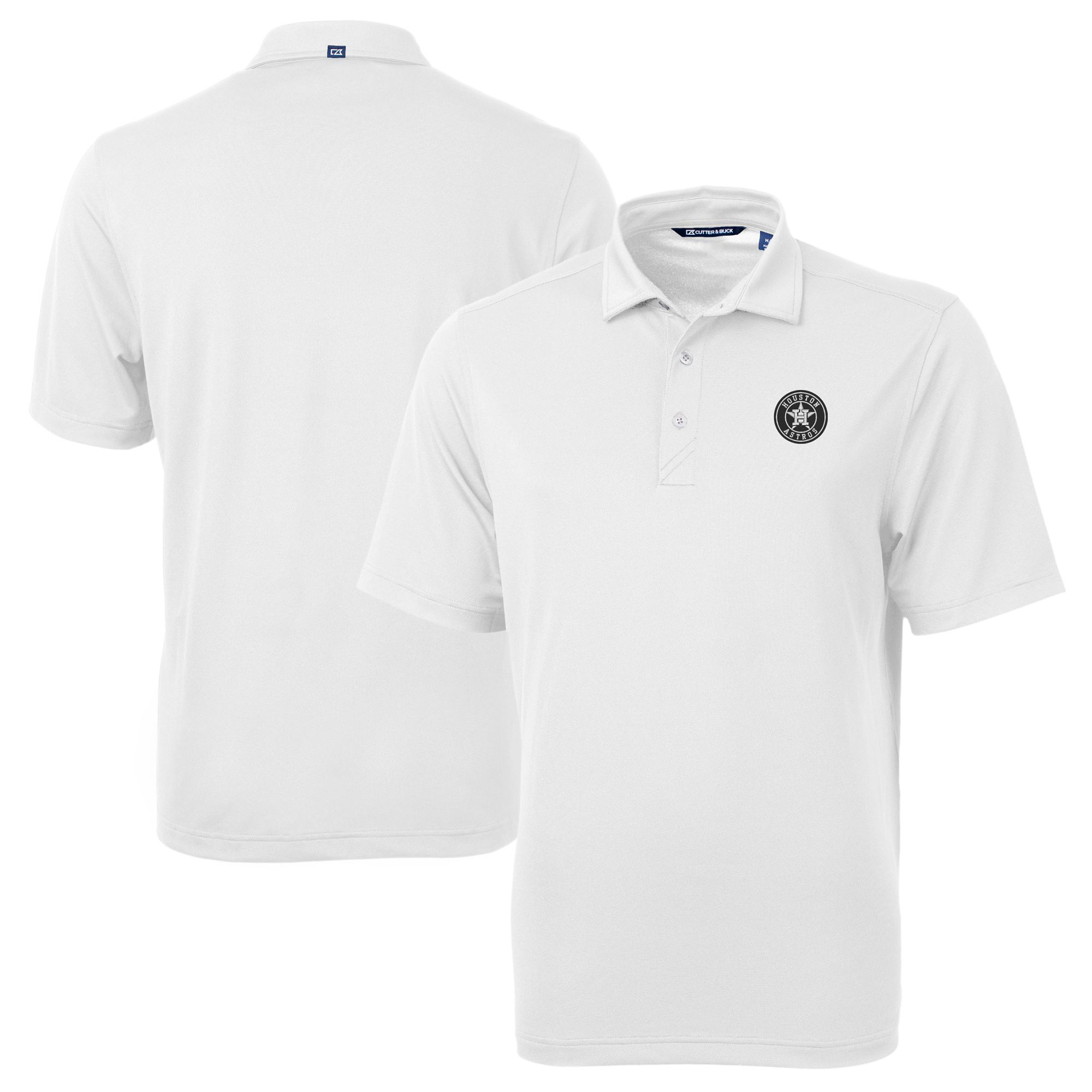 Men's Cutter & Buck White Houston Astros Big & Tall Virtue Eco Pique Recycled Polo