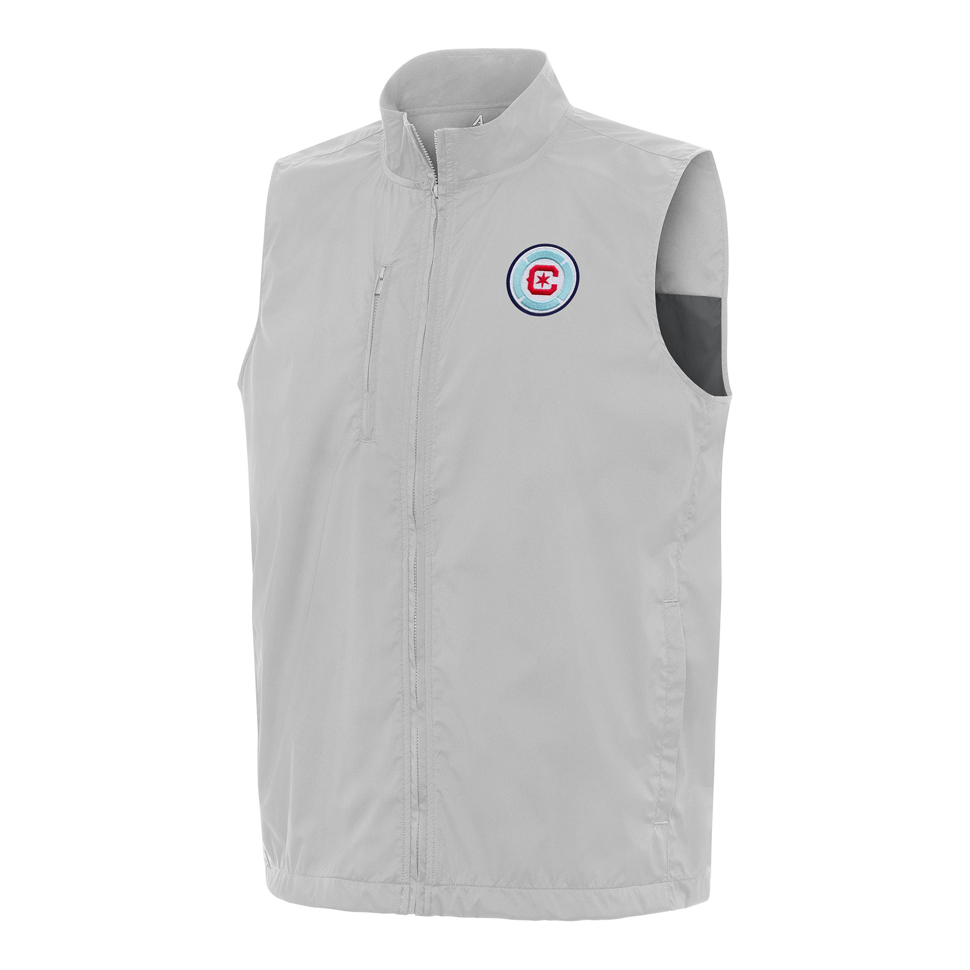 Men's Antigua Gray Chicago Fire Brisk Full-Zip Vest