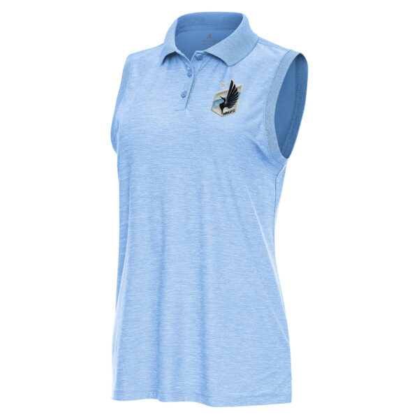Women's Antigua Heather Powder Blue Minnesota United FC Recap Sleeveless Polo