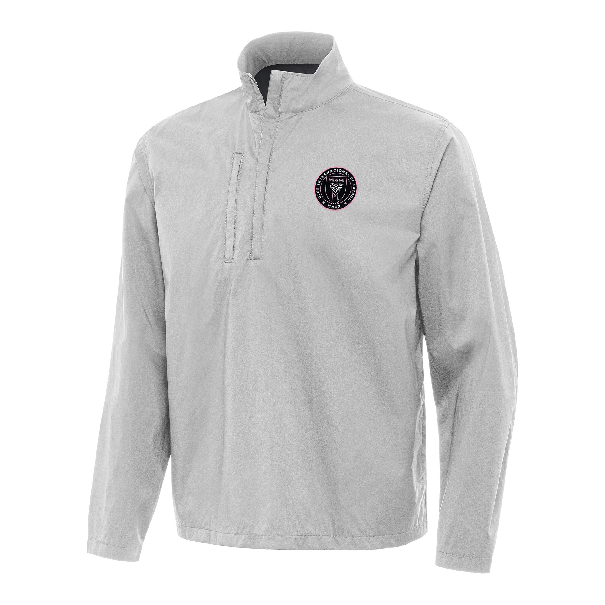 Men's Antigua Gray Inter Miami CF Brisk Quarter-Zip Jacket